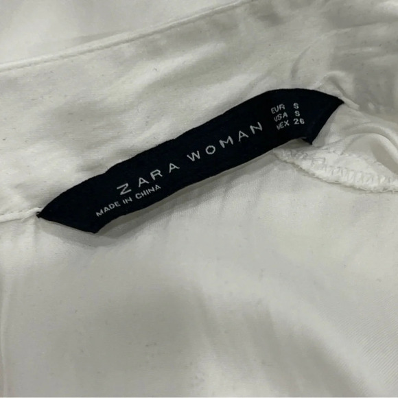 Zara Satin Effect High Neck Blouse in White Size Small - Picture 4 of 6